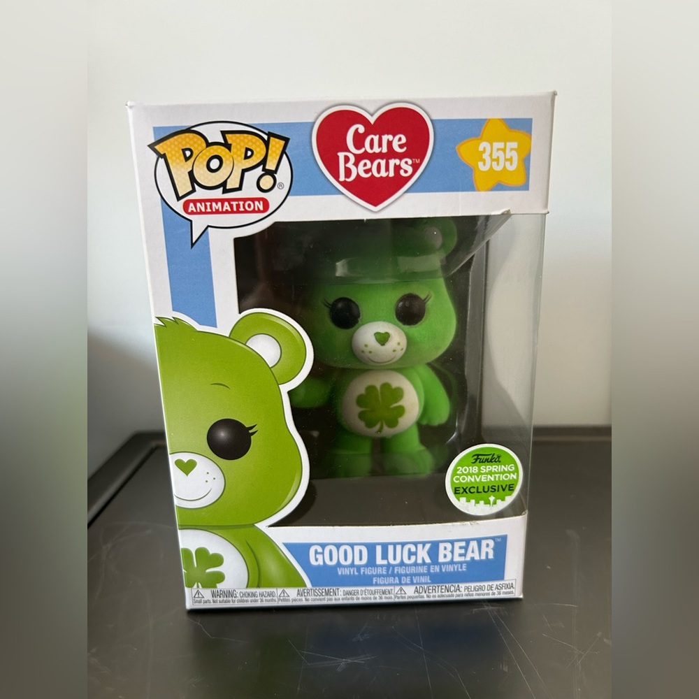 Good Luck Bear Flocked Funko POP, 2018 Convention Exclusive, New in Box